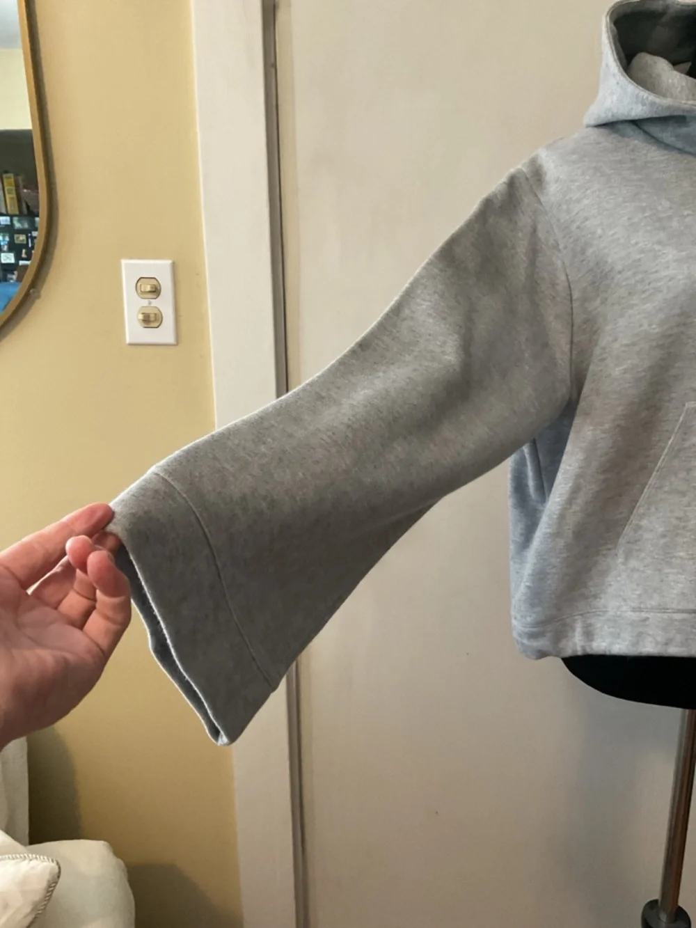 J.Crew Gray Bell Sleeve Pullover Hoodie Sweatshirt Size L